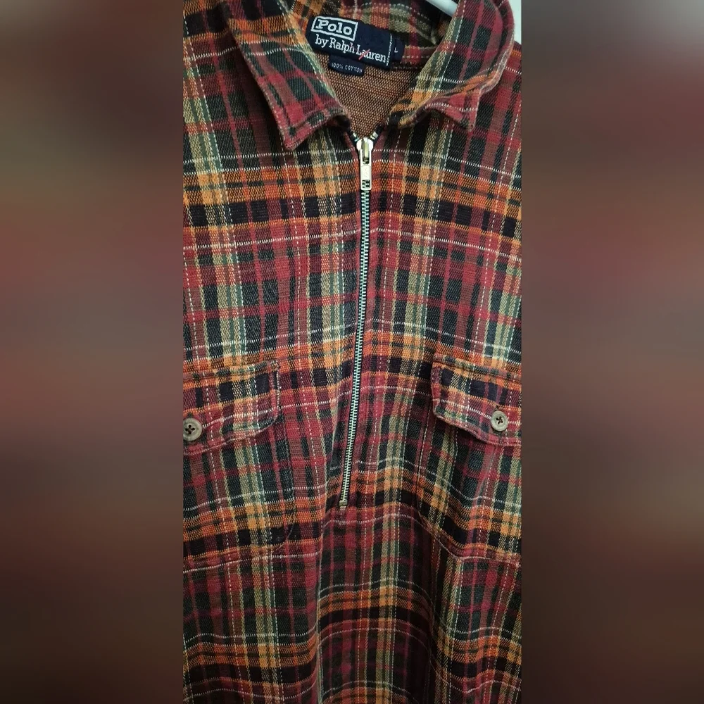 Polo  Ralph Lauren Men's Plaid Flannel Shirt Red and Tan Sz.L - Picture 2 of 5